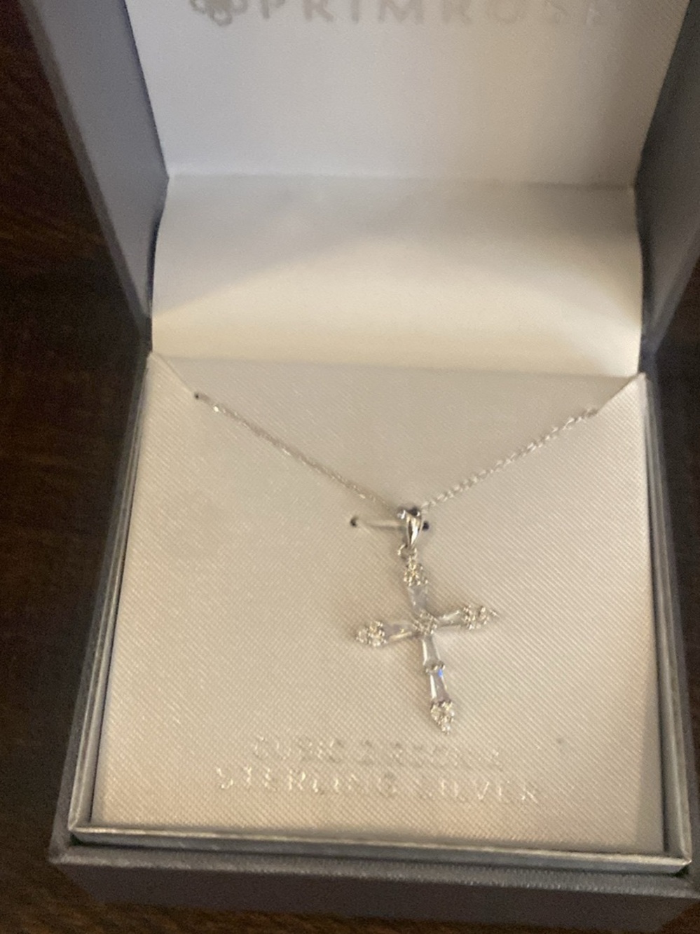 Silver Cross Necklace with Sparkling Accents